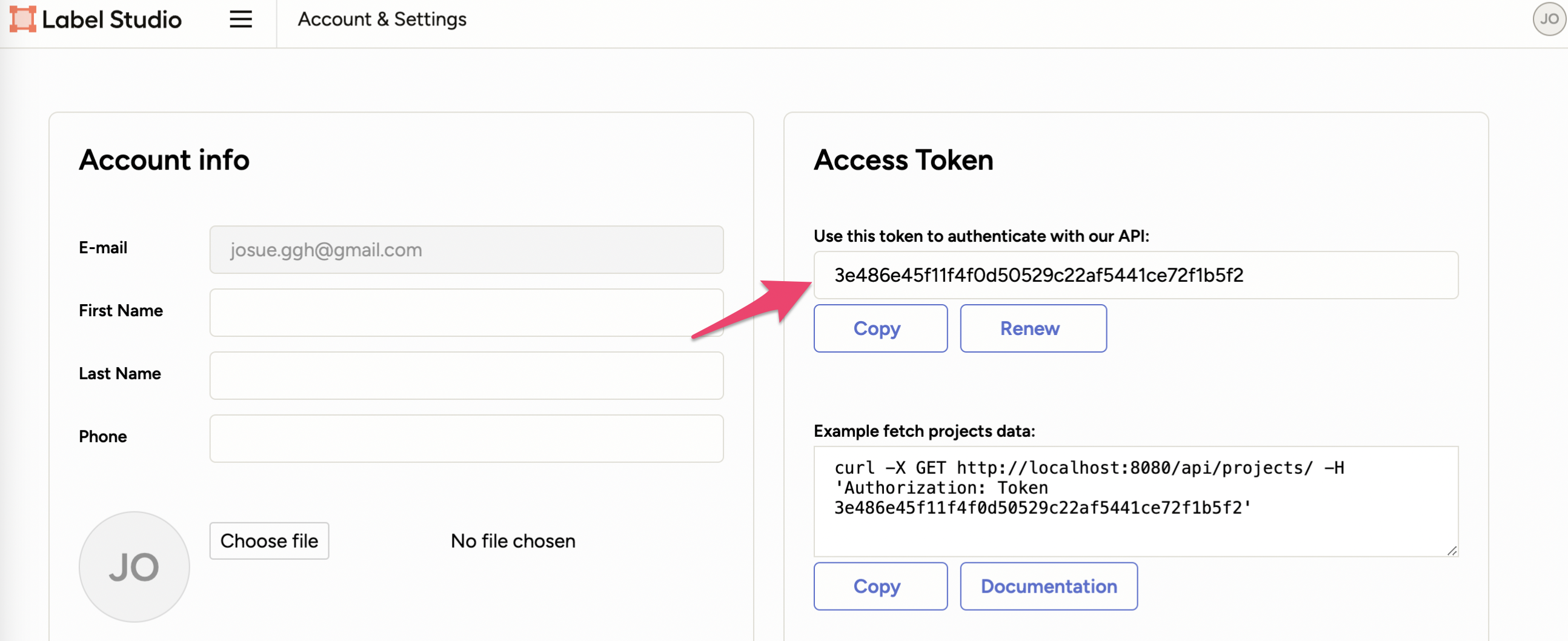 Label Studio token Label Studio token